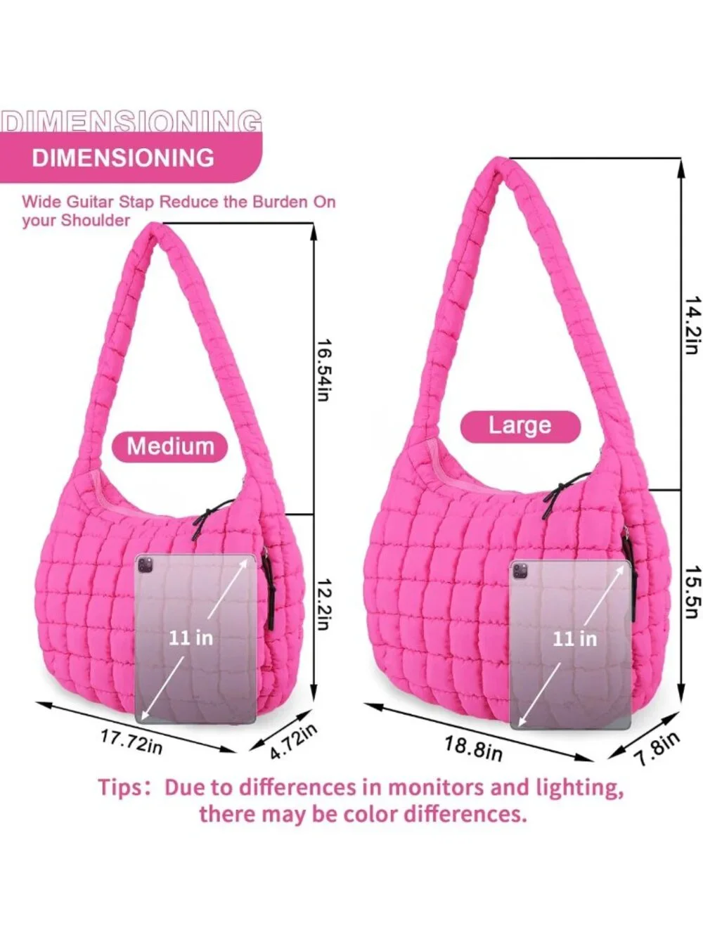 Lightweight Quilted Puffer Tote Bag | Puffy Crossbody Shoulder Hobo Purse
